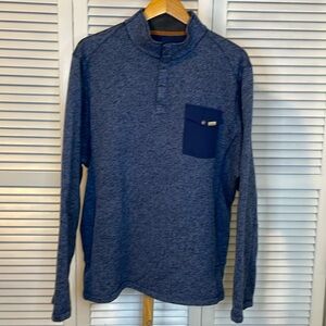 EUC Woolrich Heathered Navy Quarter Snap Sweater - Sz XXL